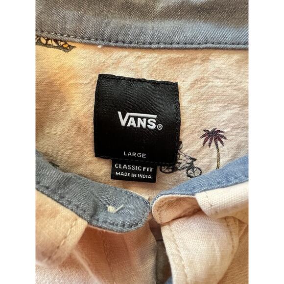 Vans Shirt Mens Medium Button Up Beach Summer Palm Tree Off the Wall Classic Fit - Picture 6 of 7